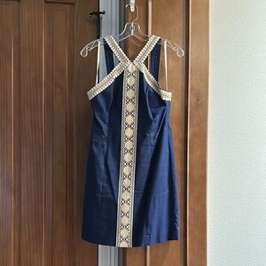 Lilly Pulitzer Blue Sheath Cocktail Dress with Halter Neckline